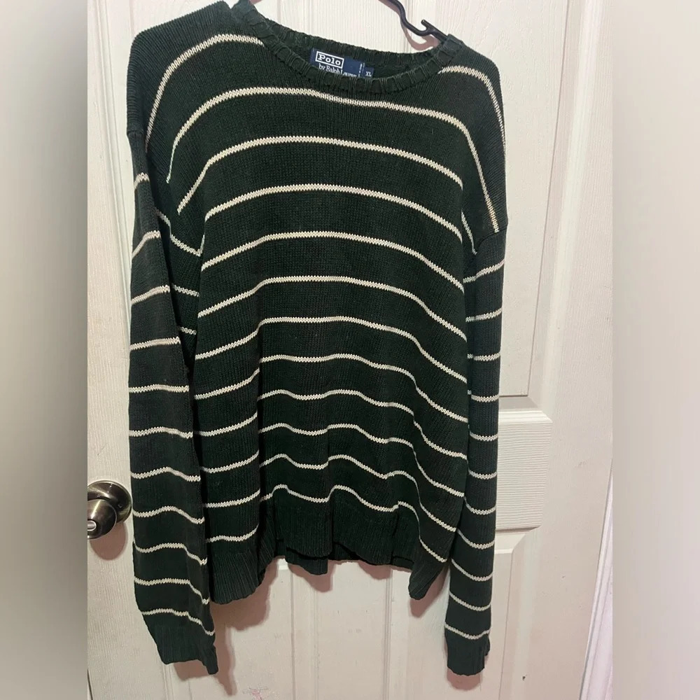 Polo Ralph Lauren forest green linen blend sweater size XL mens